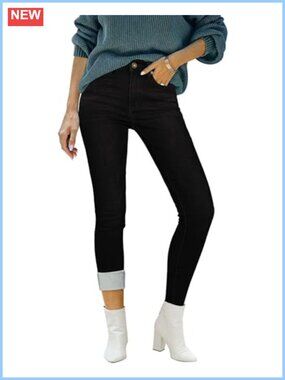 Fleece Lined High Waisted Skinny Jeggings Thermal Winter Denim Leggings